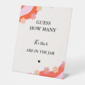 Retro Groovy hoeveel kisses vrijgezellenfeest spel Reclamebord Met Voetstuk (Voorkant)