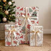 Retro Groovy Holiday Rock 'N Roll Peace Tree Inpakpapier Vel