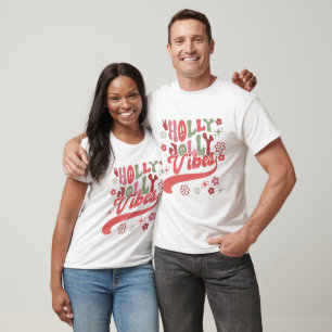 Retro Groovy Holly Jolly Vibes Typografie Vakantie T-shirt