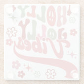 Retro Groovy Holly Jolly Vibes Vakantie Foto Glazen Onderzetter (Achterkant)