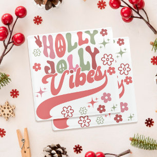 Retro Groovy Holly Jolly Vibes Vakantie Foto Glazen Onderzetter