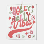 Retro Groovy Holly Jolly Vibes Vakantie Foto Keramisch Ornament (Links)