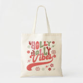 Retro Groovy Holly Jolly Vibes Vakantie Foto Tote Bag (Voorkant)