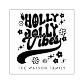 Retro Groovy Holly Jolly Vibes Vakantie Rubberstempel (Afrduk)