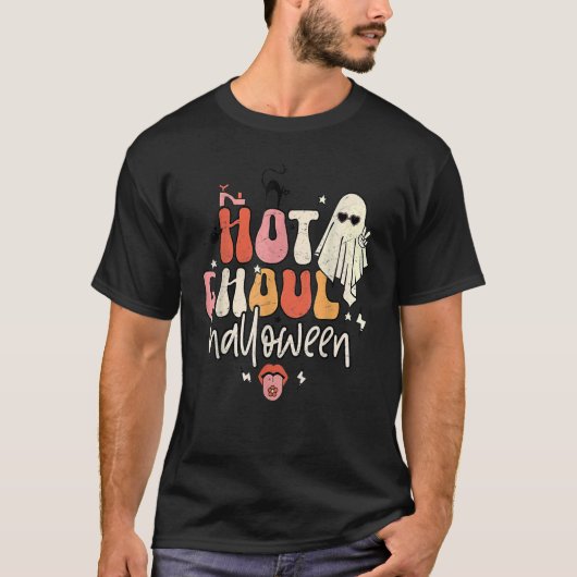 Retro Groovy Hot Ghoul Halloween Costumes Outfit T-shirt (Voorkant)