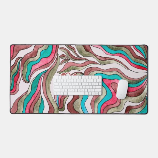 Retro Groovy Hot Roze Bourgondië Wavy Script Naam Bureaumat (Keyboard & Muis)
