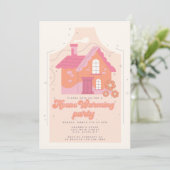 Retro Groovy House Warming Party Kaart (Staand voorkant)