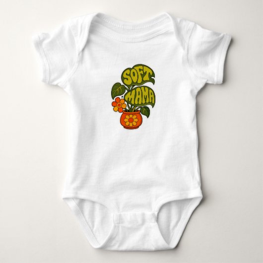Retro Groovy Huisplant "Soft Mama" Typografie Sti Romper (Voorkant)