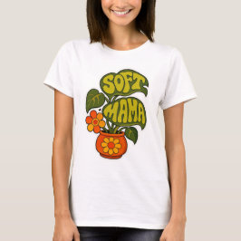 Retro Groovy Huisplant "Soft Mama" Typografie  T-shirt