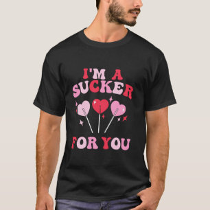 Retro Groovy Ik ben een sukkel voor jou Snoep hart T-shirt