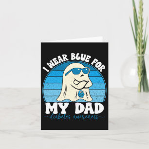 Retro Groovy Ik Draag blauw voor mijn vader Diabet Kaart
