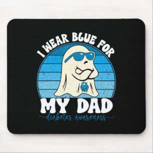 Retro Groovy Ik Draag blauw voor mijn vader Diabet Muismat