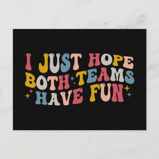 Retro Groovy Ik hoop dat beide teams plezier hebbe Feestdagenkaart (Voorkant)