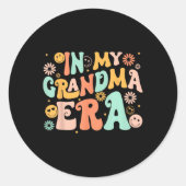 Retro Groovy In Mijn Oma Era Oma Moederdag Ronde Sticker (Voorkant)