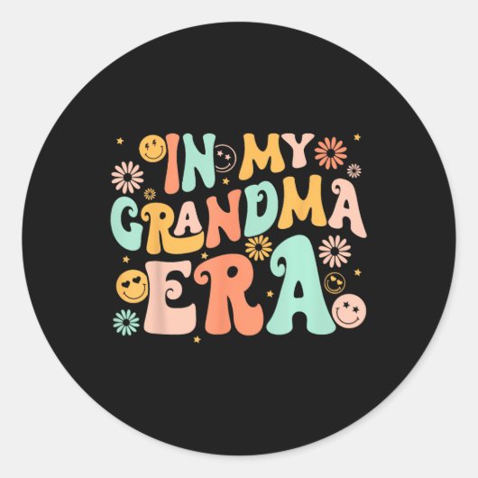 Retro Groovy In Mijn Oma Era Oma Moederdag Ronde Sticker (Voorkant)