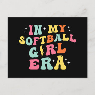 Retro Groovy In Mijn Softbal Meisje Era Feestdagenkaart
