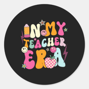 Retro Groovy In Mijn Tijdperk Van De Beste Leraar Ronde Sticker