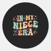 Retro Groovy In My Niece Era Mother's Day Kids Gir Ronde Sticker (Voorkant)