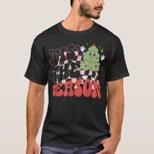 Retro Groovy is de kerstboom voor de seizoensschil T-shirt