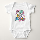 Retro Groovy Its My Half Birthday 6Month Milestone Romper (Voorkant)