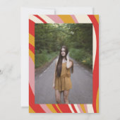 Retro Groovy Ivory Red 70s Graduation Party Foto Kaart (Achterkant)