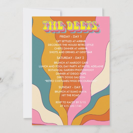 Retro Groovy jaren 1960 Verjaardag Weekend Routebe Kaart (Achterkant)