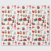 Retro Groovy  jaren 70 60 kerstpatroon Cadeaupapier (Vlak)