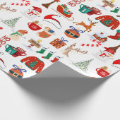 Retro Groovy  jaren 70 60 kerstpatroon Cadeaupapier (Hoek)