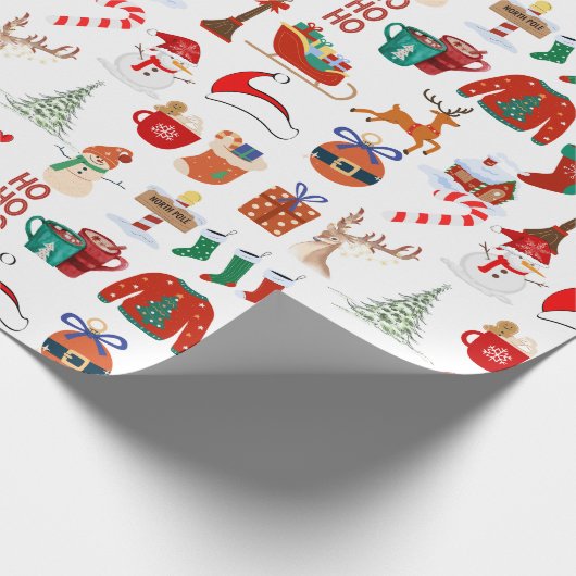 Retro Groovy  jaren 70 60 kerstpatroon Cadeaupapier (Hoek)
