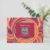 Retro groovy jaren 70 abstract patroon trouwfeest RSVP kaartje (Staand voorkant)