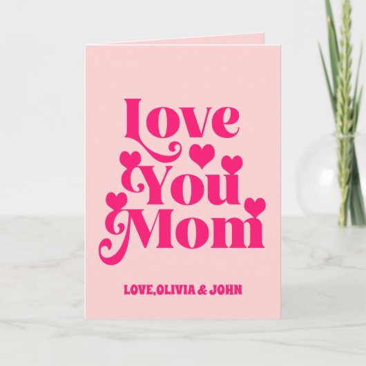 Retro groovy jaren 70 gethematiseerde Love You Mom Kaart (Voorkant)