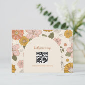 Retro Groovy jaren 70 thema gedempte kleuren trouw RSVP Kaartje (Staand voorkant)