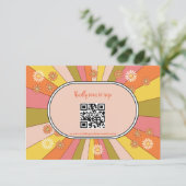 Retro Groovy jaren 70 thema gedempte kleuren trouw RSVP Kaartje (Staand voorkant)