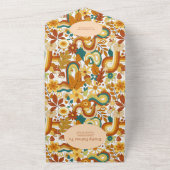 Retro Groovy Jaren 70 Thema Gedempte Tinten Bruilo All In One Uitnodiging (Buitenkant)