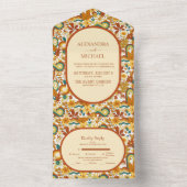 Retro Groovy Jaren 70 Thema Gedempte Tinten Bruilo All In One Uitnodiging (Binnen)