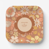 Retro Groovy Jaren 70-Thema Gedempte Tinten Bruilo Papieren Bordje (Voorkant)