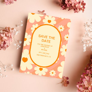 Retro Groovy Jaren 70 Thema Gedempte Tinten Trouwk Save The Date