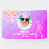 Retro Groovy jaren 80 jaren 90 Disco Verjaardag We Spandoek (Horizontaal)