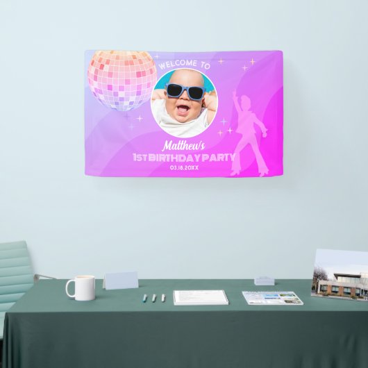 Retro Groovy jaren 80 jaren 90 Disco Verjaardag We Spandoek (Beurs)