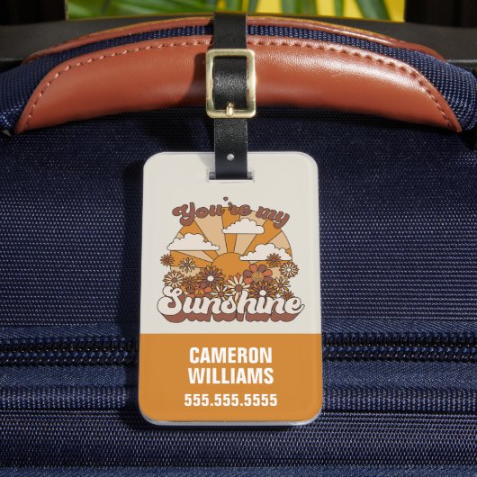 Retro Groovy | Jij bent mijn Sunshine Bagagelabel (Voorkant Insitu 2)