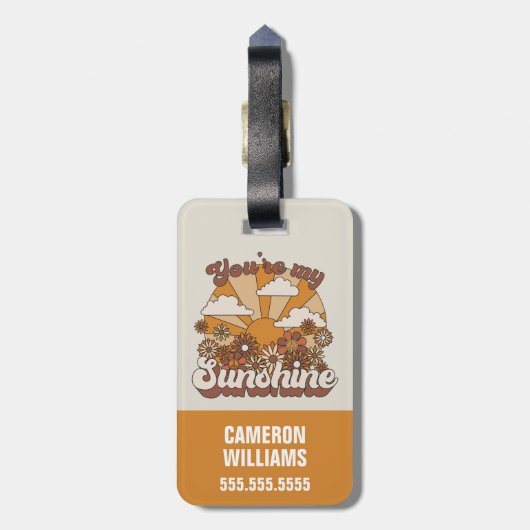 Retro Groovy | Jij bent mijn Sunshine Bagagelabel (Achterkant verticaal)