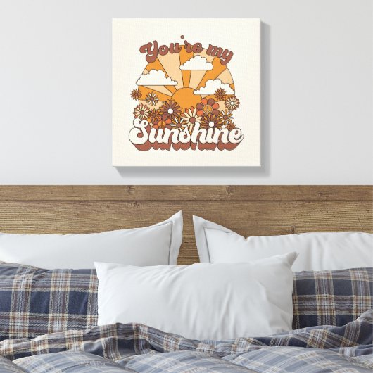 Retro Groovy | Jij bent mijn Sunshine Canvas Afdruk (Insitu (Slaapkamer))