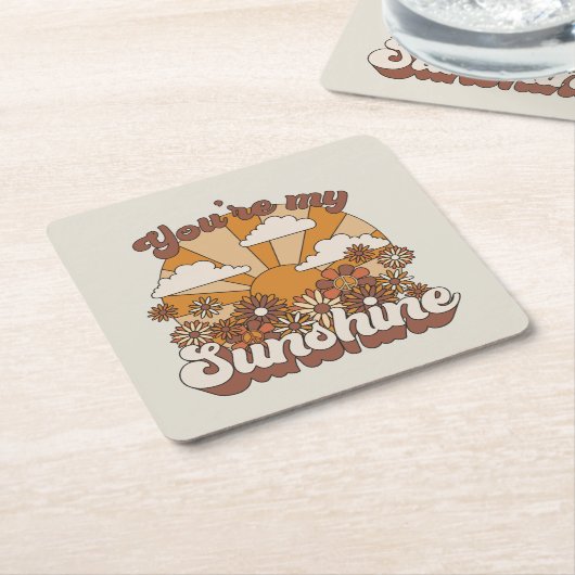 Retro Groovy | Jij bent mijn Sunshine Kartonnen Onderzetters (Schuin)