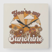 Retro Groovy | Jij bent mijn Sunshine Vierkante Klok (Voorkant)