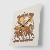 Retro Groovy | Jij bent mijn Sunshine Vierkante Klok (Hoek)