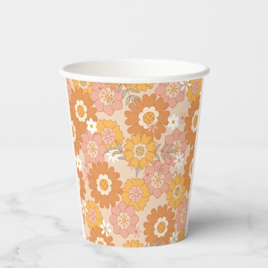 Retro groovy jonge wild en drie jaar oud papieren bekers (Achterkant)