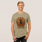 Retro Groovy Kattenmoeder Sunburst T-Shirt (Voorkant volledig)