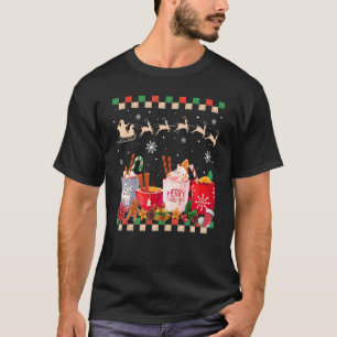 Retro Groovy Kerst Koffie Warme Cacao Winter Cozy T-shirt