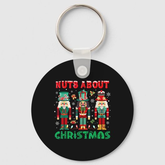 Retro Groovy Kerst Noten Over Kerst Nutcar Sleutelhanger (Voorkant)