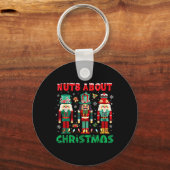 Retro Groovy Kerst Noten Over Kerst Nutcar Sleutelhanger (Voorkant)